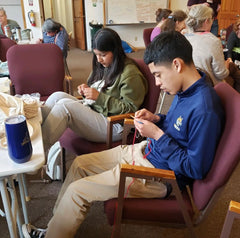 Students Knitting