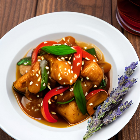 sweet and sour chicken with lavender