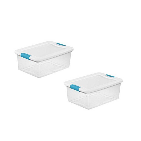 Sterilite Storage Containers By Sterilite | Airtight Food Storage Containers With Latches To Secure Lid To The Base 15 Quart 2-Pack