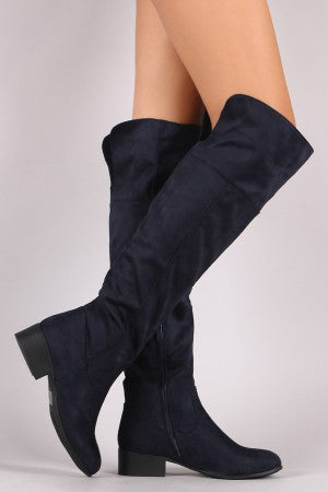 Suede Cuffed Riding Over-The-Knee Boots