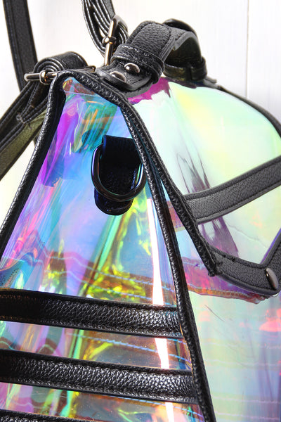 Transparent Holographic Flap Top Backpack