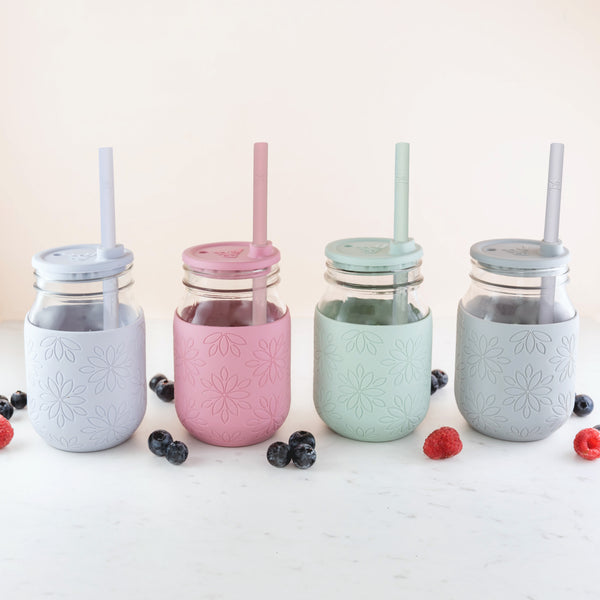 Silicone Straws with Stoppers, 7.9/20cm Length, 12oz & 16oz Jars