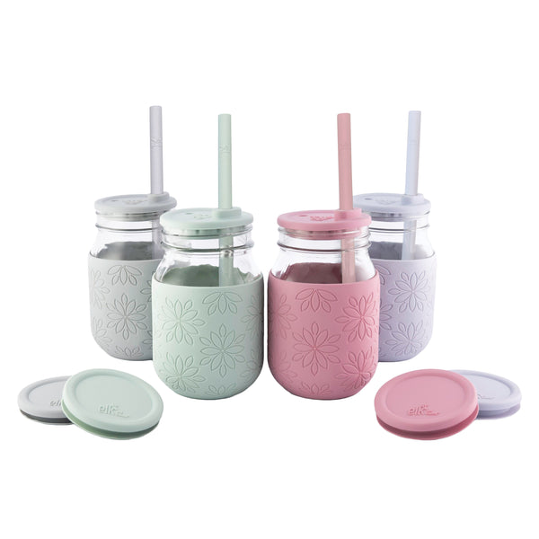 Silicone Straws with Stoppers, 7.9/20cm Length, 12oz & 16oz Jars