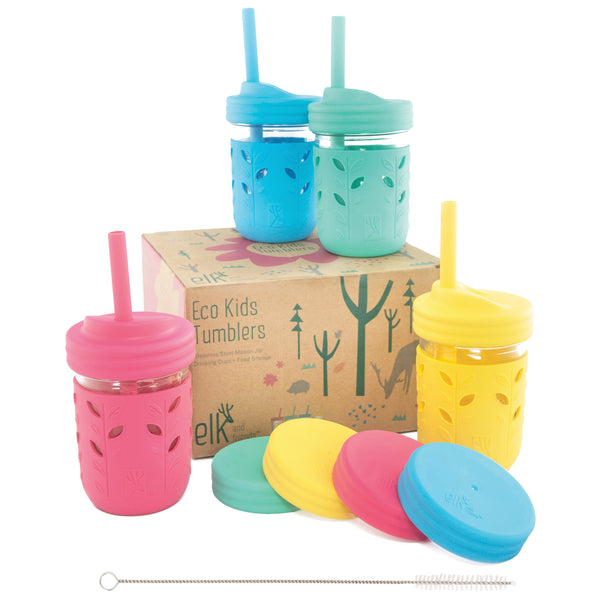 2 oz Kids Tumbler Set, 5 Pack ? Plastic Kids Cups with Straws and