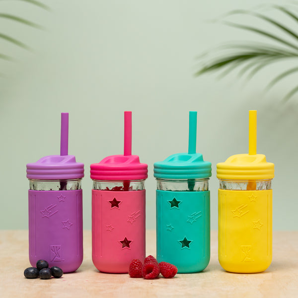 Elefant Kids & Toddler Cups (Set of 2), Stackable Stainless Steel Insulated Tumblers with BPA Free Leak Proof Lids and Reusable Silicone Straws