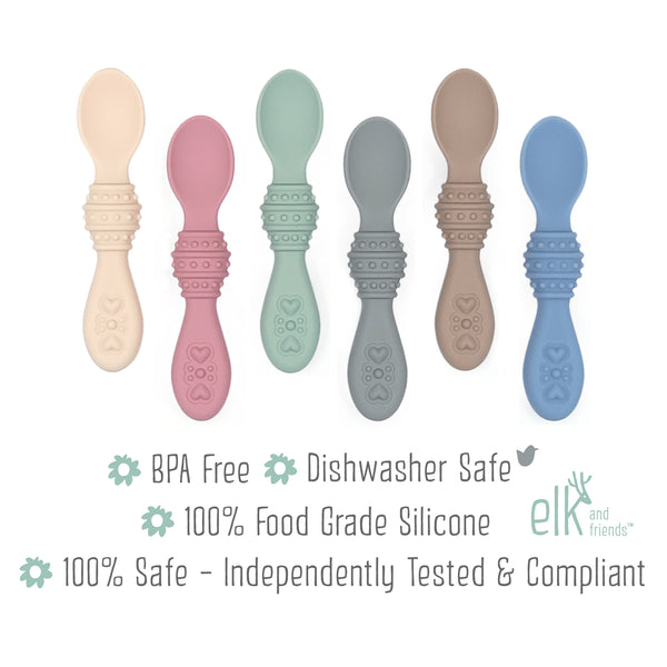 Baby Silicone Spoons  First Stage Infant Spoons – Elk and Friends