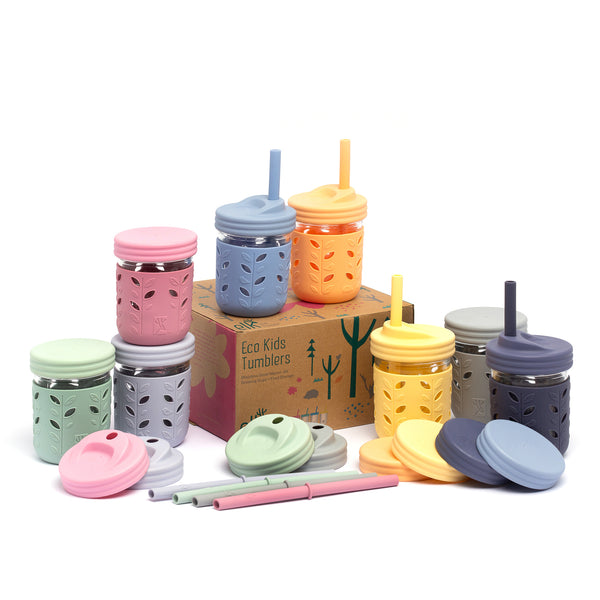 4oz Glass Baby Food Storage Jars | Food Grade Silicone Lids | Set of 6 |  Neutral Colors