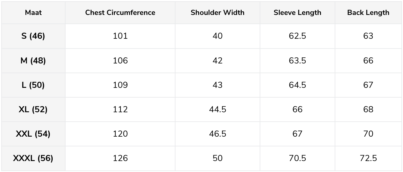 aurelien sweaters size guide