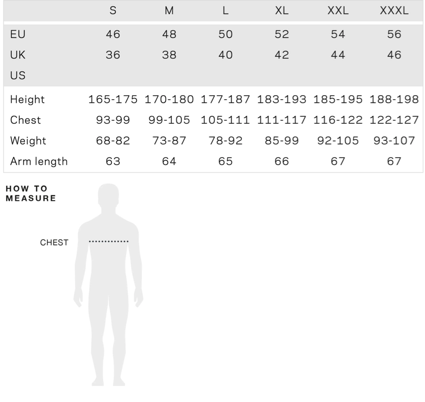 hombre amsterdam UBR size chart