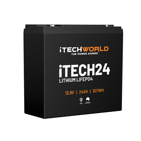 iTECH24 12v 24Ah Lithium Ion Battery - LiFePO4 Deep Cycle Camping RV Solar Golf Buggy Product Image