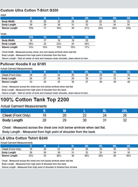 Customcat Size Chart