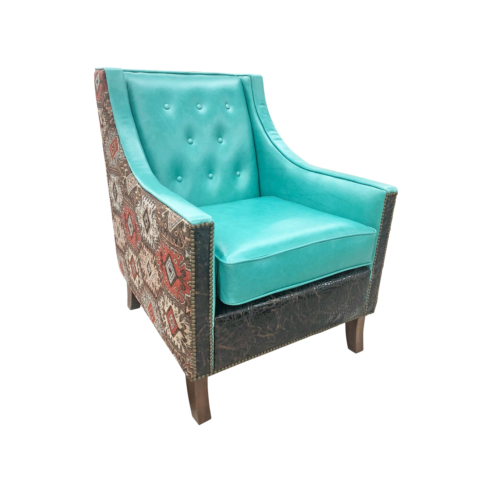 Albuquerque Turquoise Western Leather Lounge Chair – Great Blue Heron