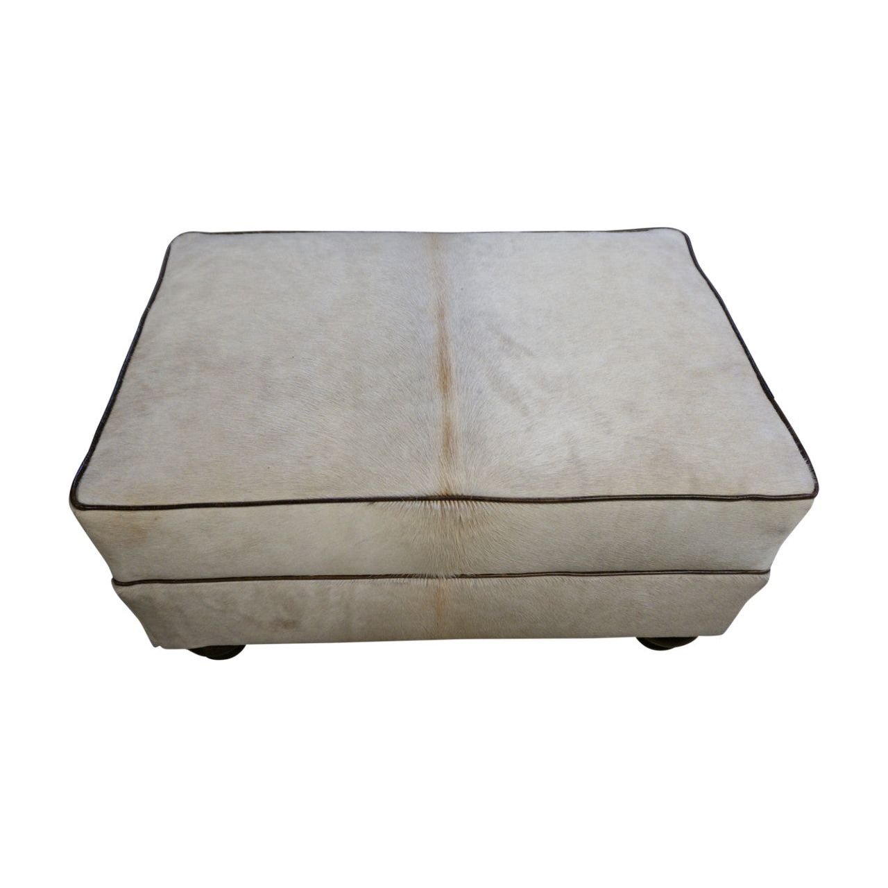 Mountain Modern White Cowhide Ottoman Great Blue Heron Furniture