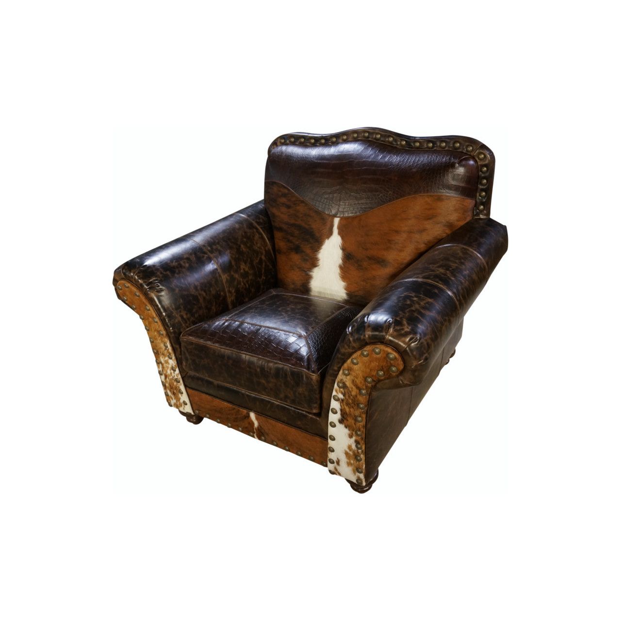 Old West Cowhide Club Chair Great Blue Heron