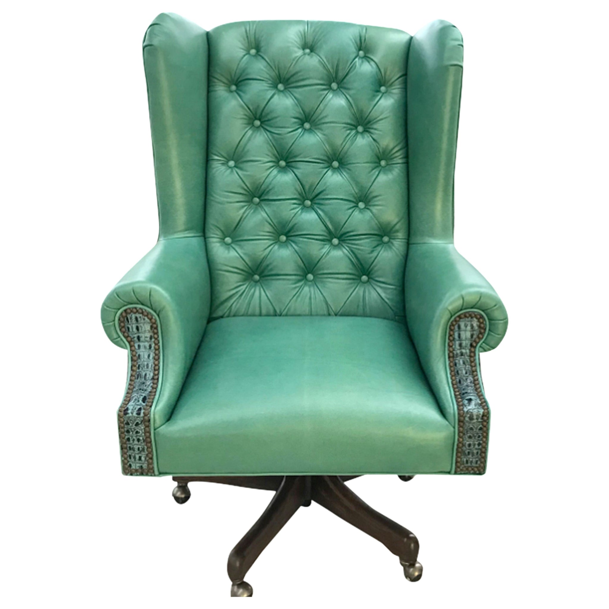 Albuquerque Turquoise Western Leather Executive Chair Great Blue