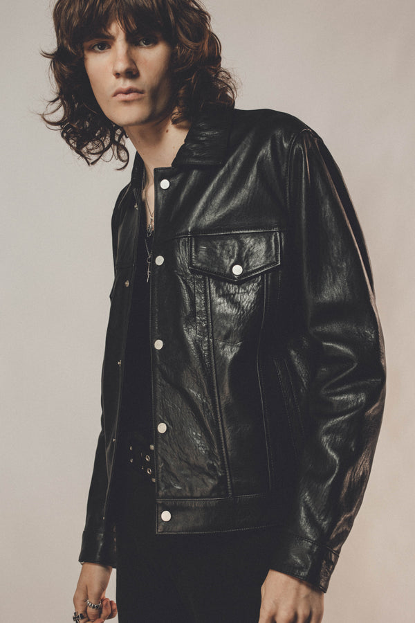 New Season: Leather Trucker Jacket | Black Leather