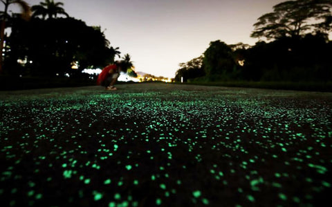 Glowing concrete walking path using AGT ULTRA Glow Stones