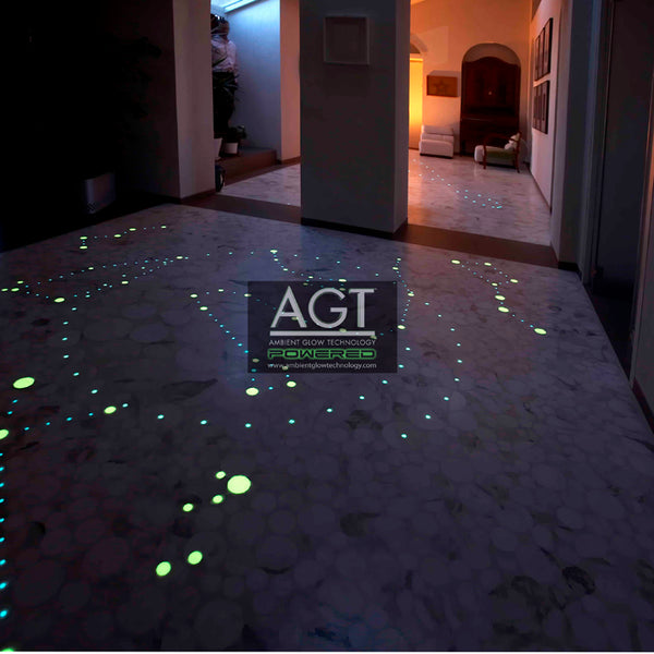  Glowing marble interior floor powered by AGT™ glow stones in a constellation pattern close up