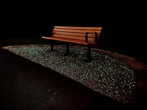 Glowing concrete trail bench with AGT ULTRA grade glow stones