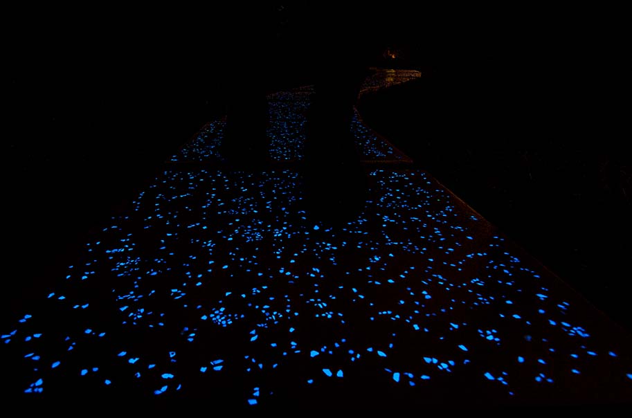 Someone walking on glowing pavers