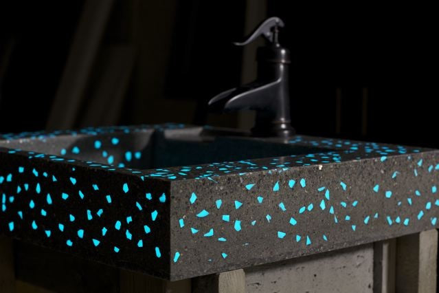 glowing polished concrete vessel sink