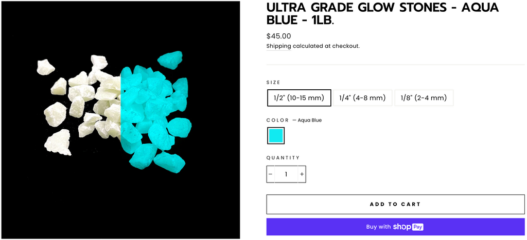 Aqua Blue Ultra Grade 1/2" Glow Stones