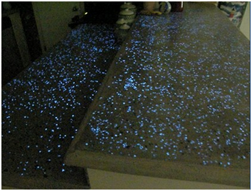 Finished glow in the dark concrete table using AGT™ Glow Stones