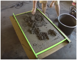 Pouring for a concrete table