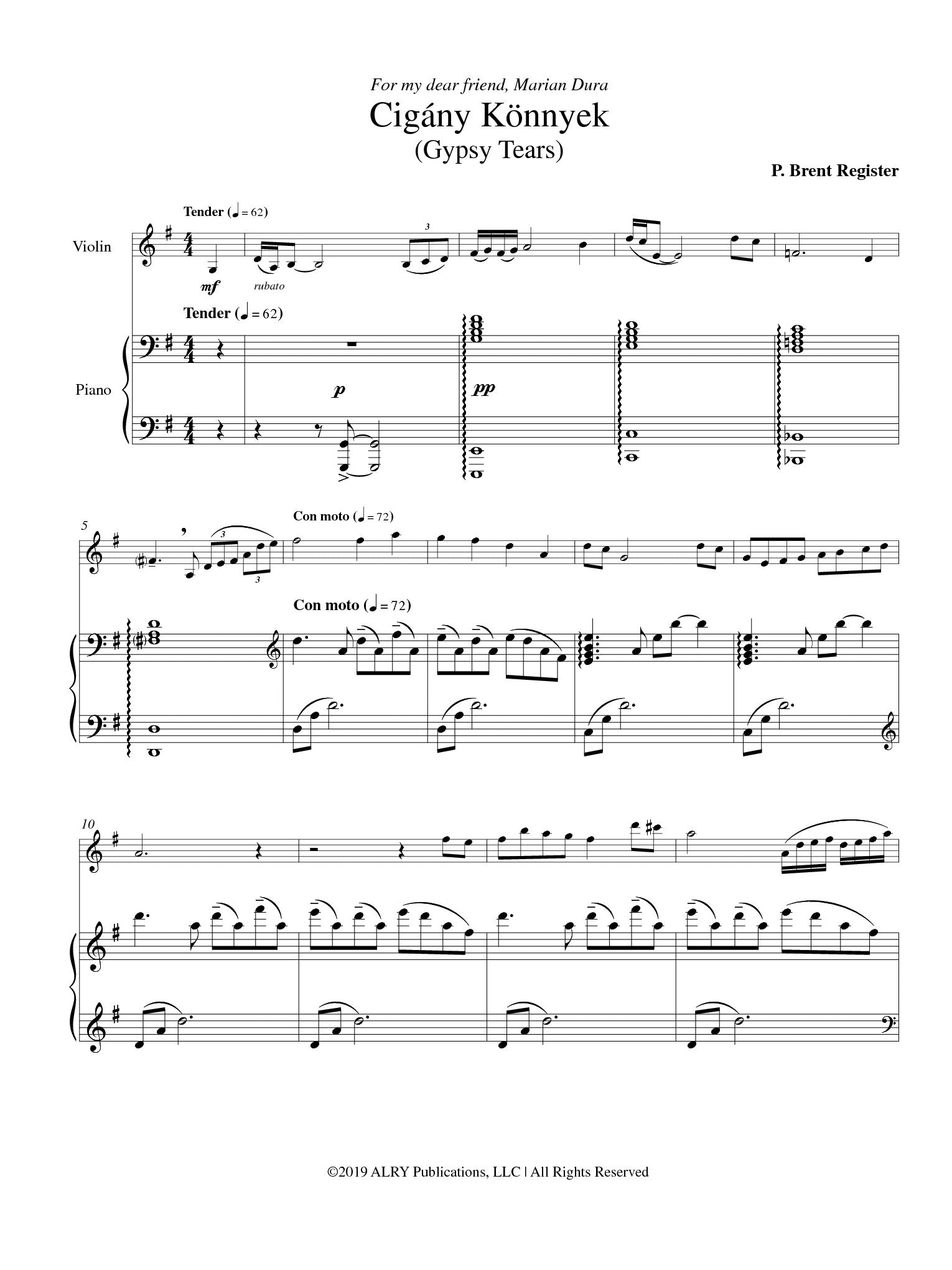 Register - Cigany Konnyek (Gypsy Tears) for Violin and - VLP04 | United Music and Media Publishers