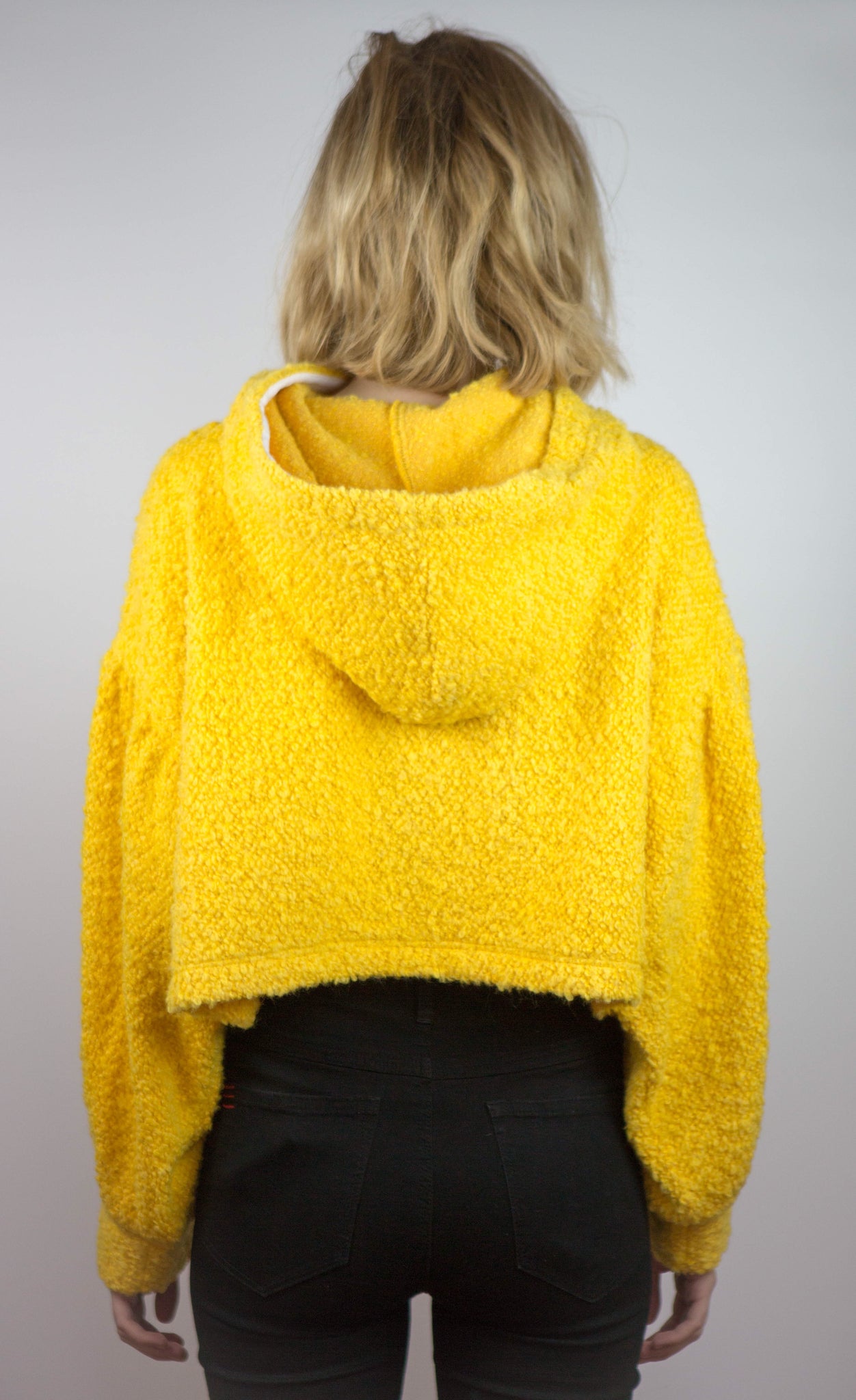 fluffy yellow hoodie