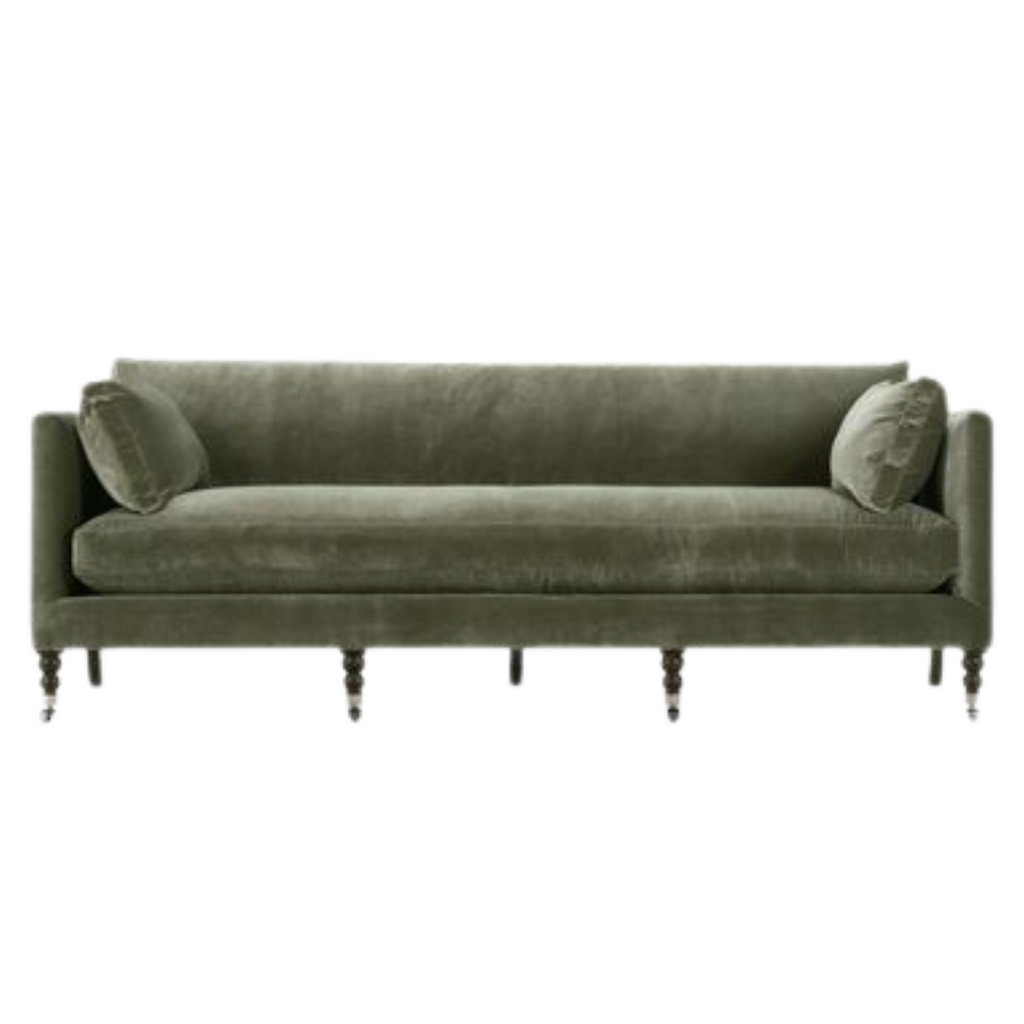 green velvet sofa