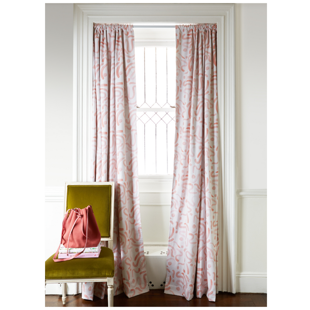 Hockney pink curtains