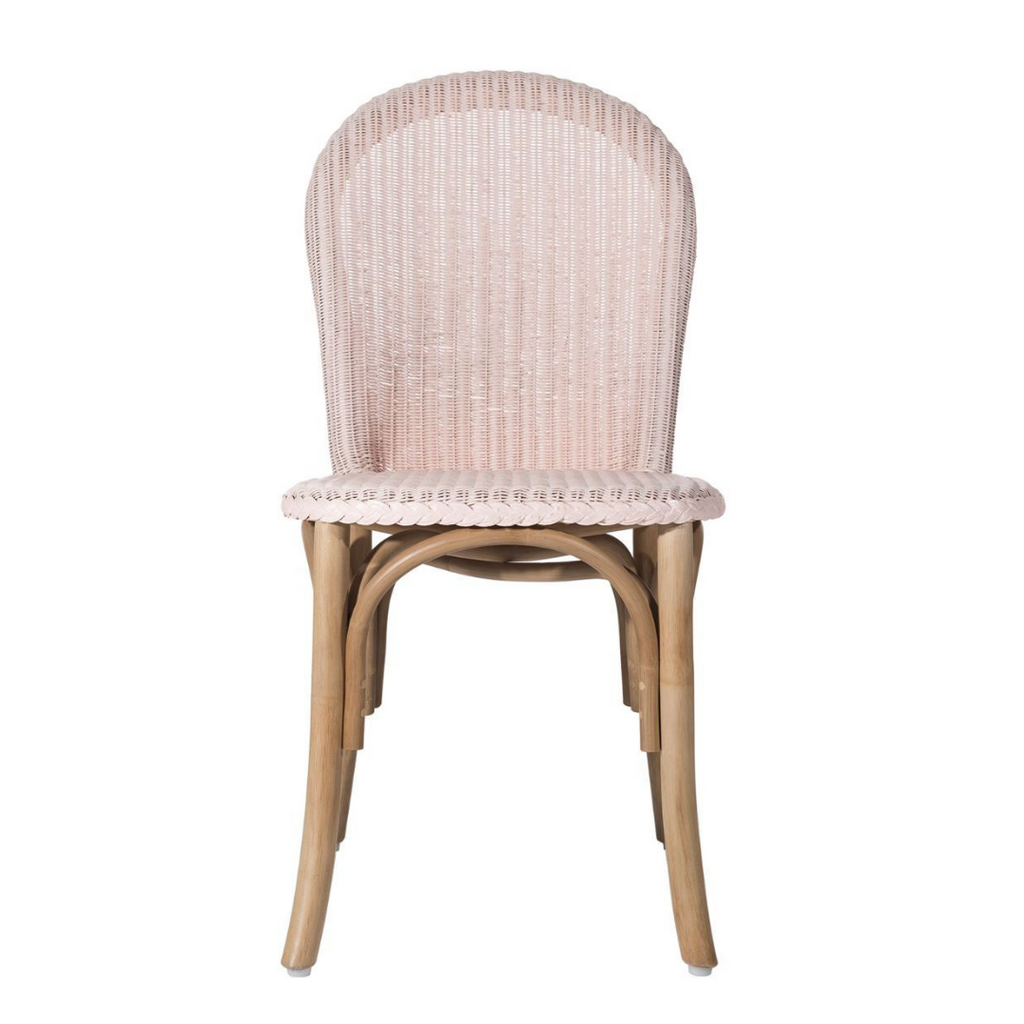 pink rattan dining chair