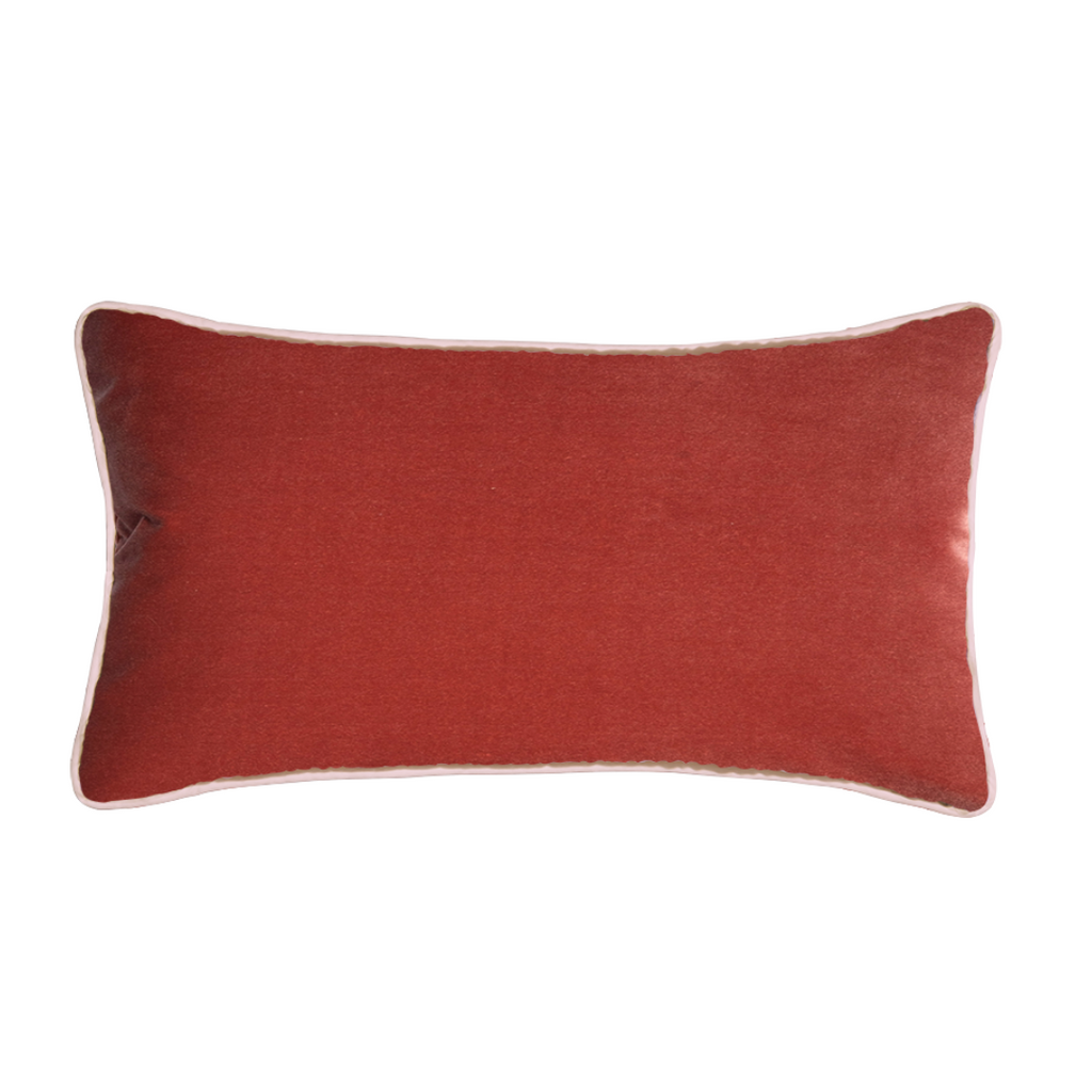 Lumbar pink velvet pillow