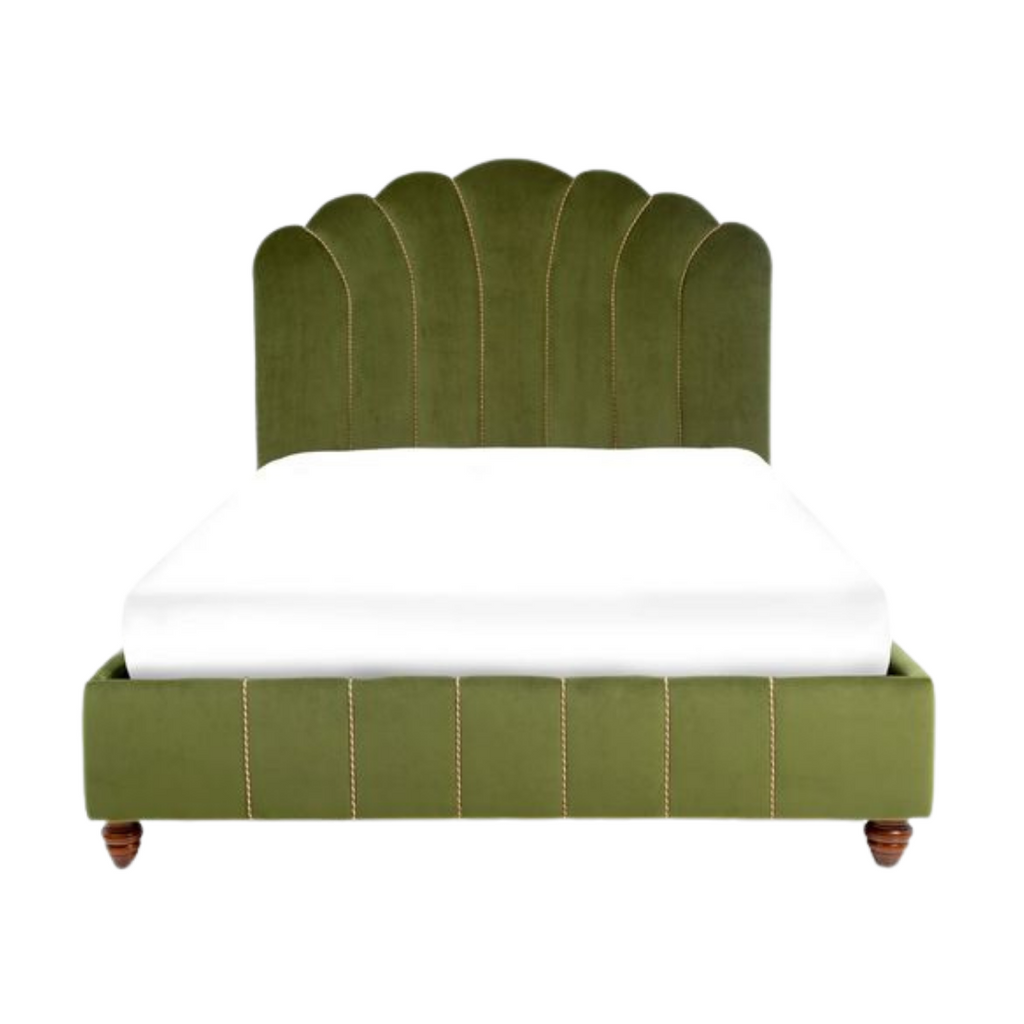 green velvet bed