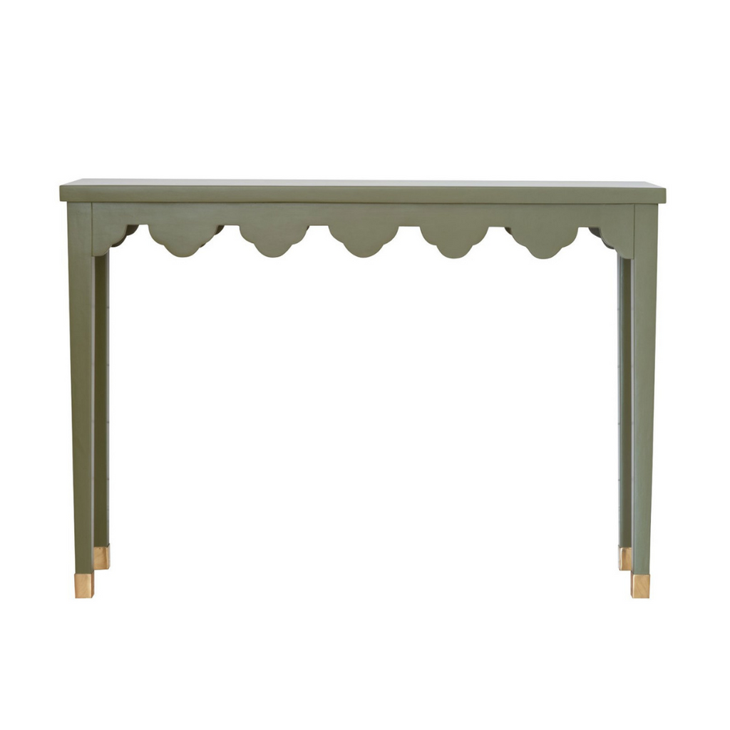 Green Scalloped Console Table