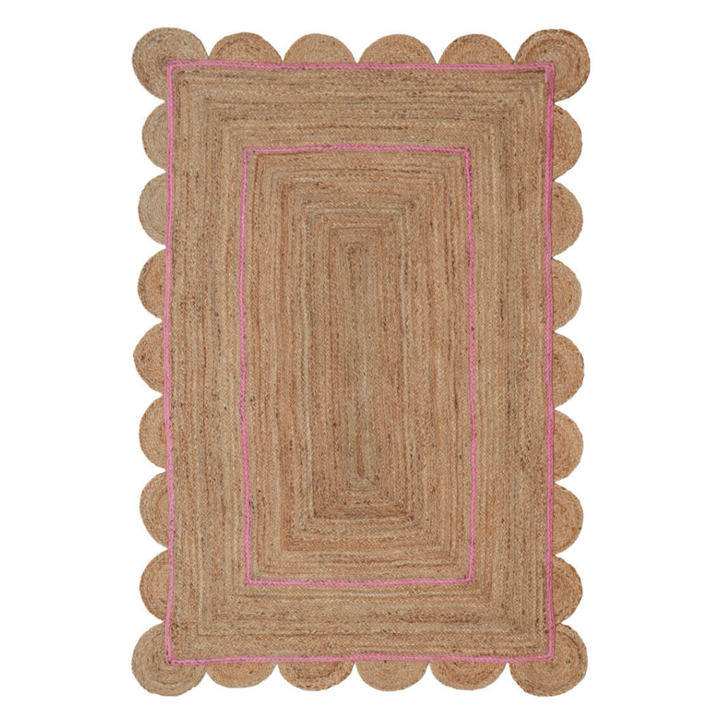 Pink natural scalloped rug