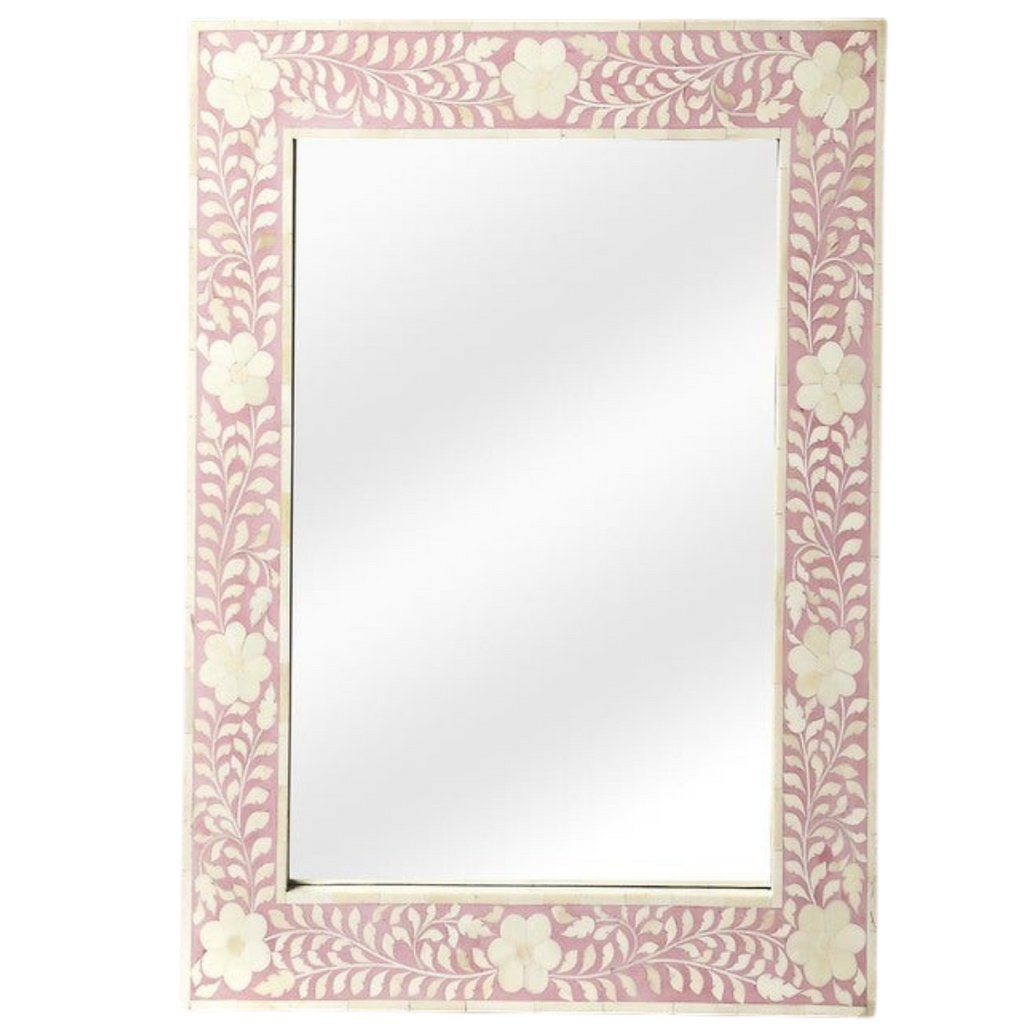 Handmade Butler Vivienne Pink Bone Inlay Wall Mirror (India)