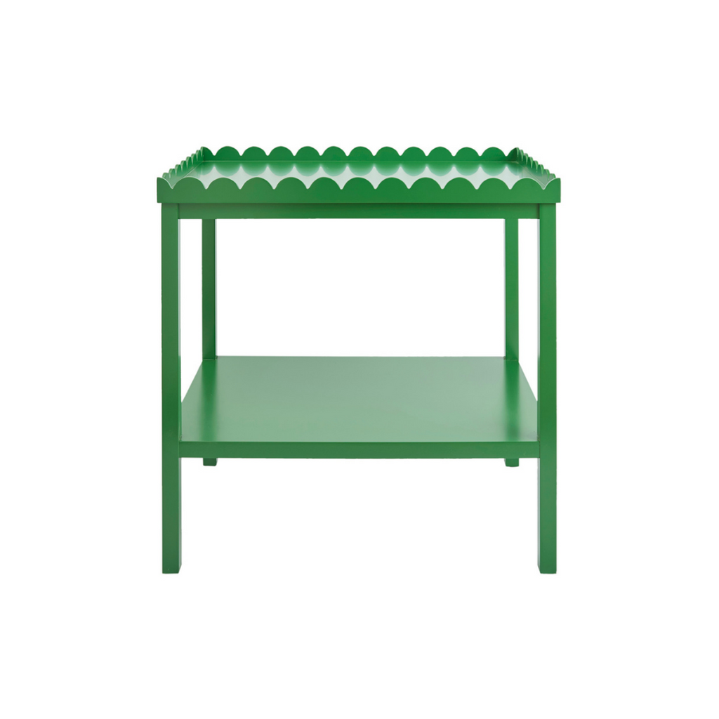Green Scalloped Side Table