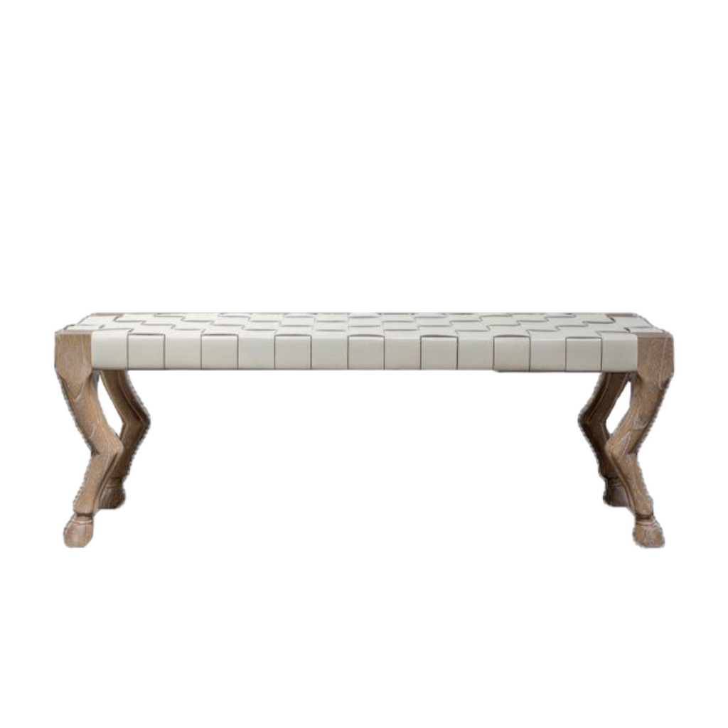 Wood bench with hoof legs