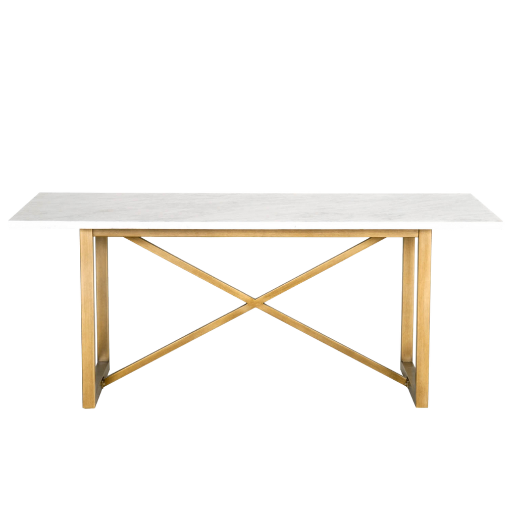 BRUSHED GOLD CARRARA TOP DINING TABLE