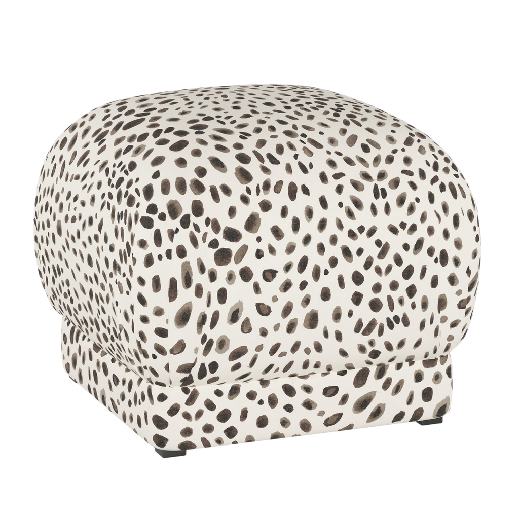 Cloth & Company Ottoman, Washed Cheetah Cream Grey