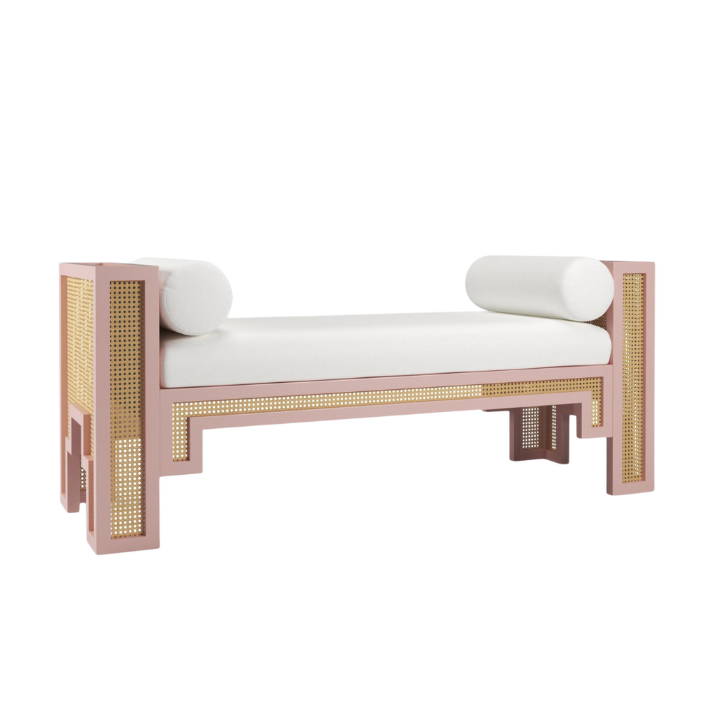 Maggie Cruz Coral Lacquered cane bench