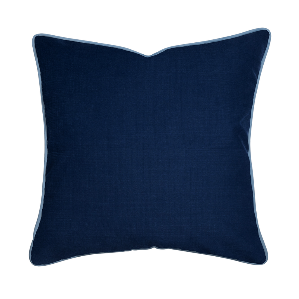 Custom navy piped pillow