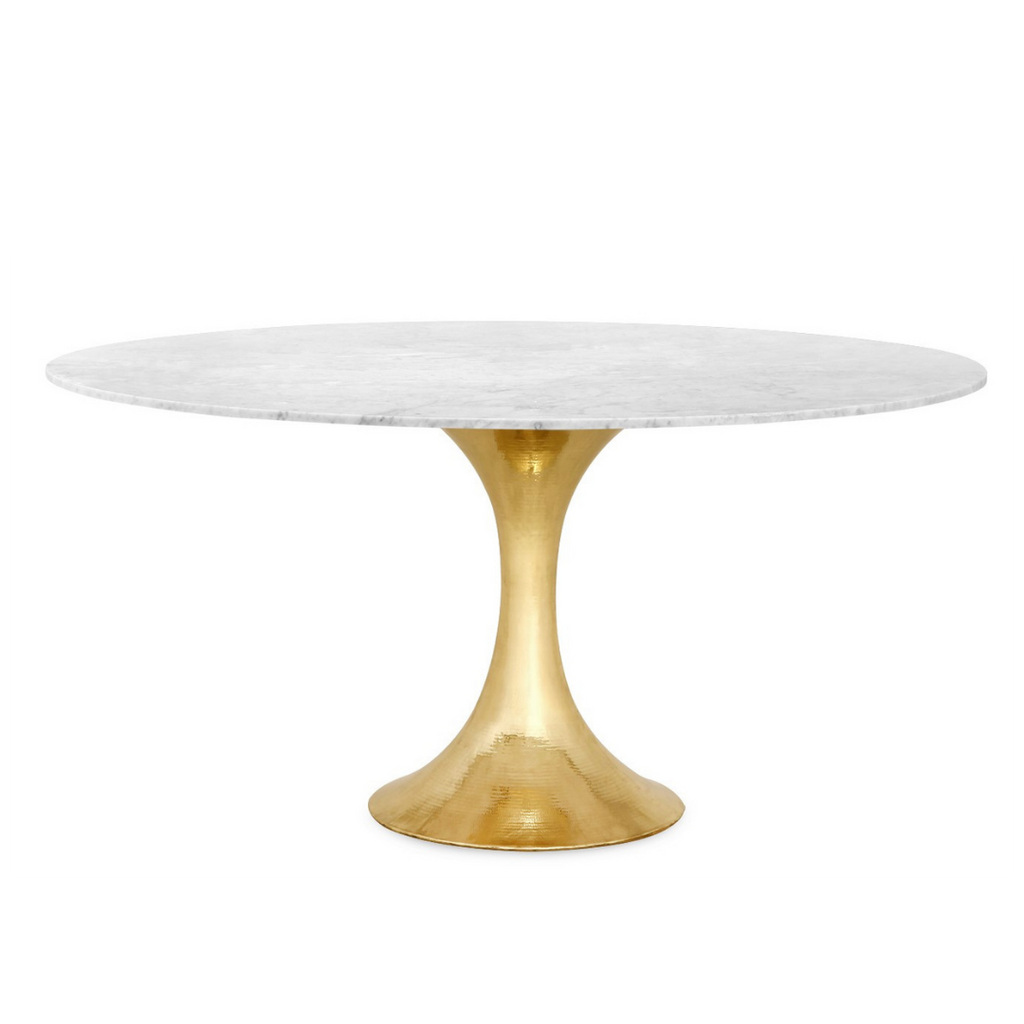 Stone top tulip table with gold base