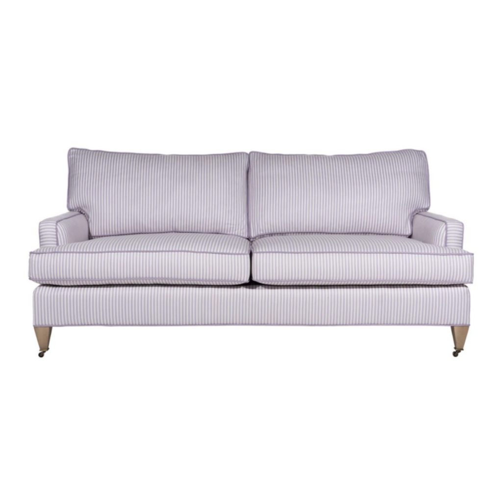 Lavender ticking stripe sofa
