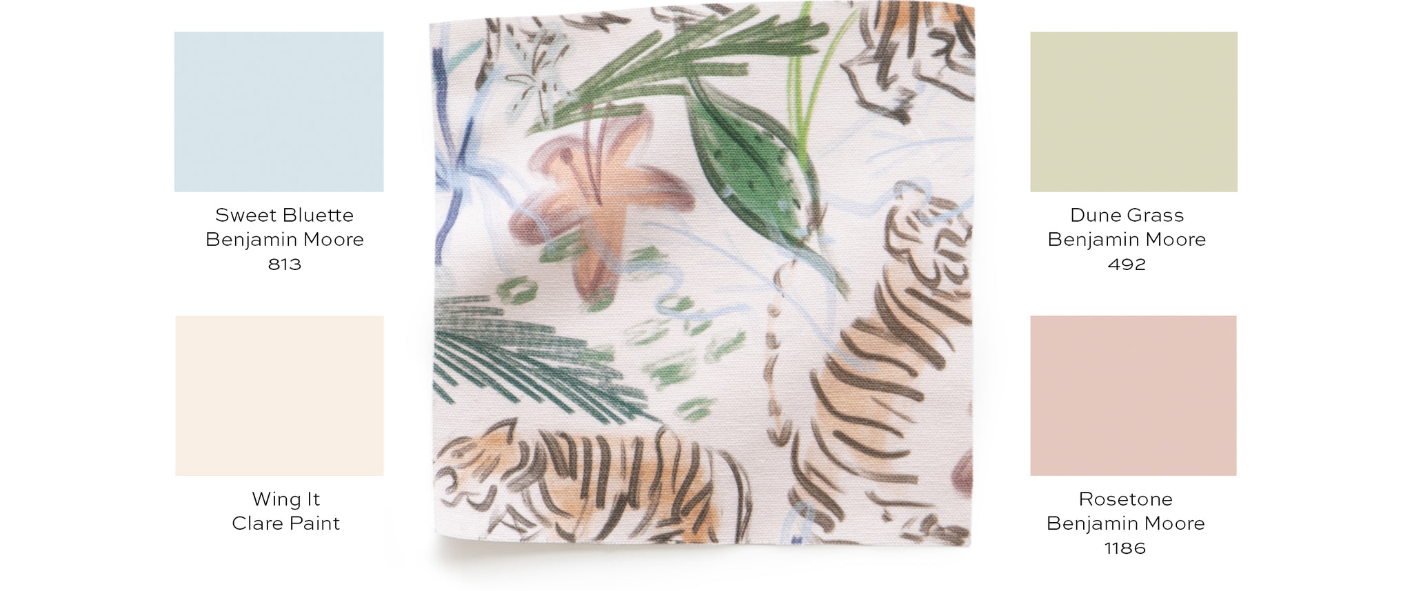 Paint guide for pink and green chinoiserie tiger fabric