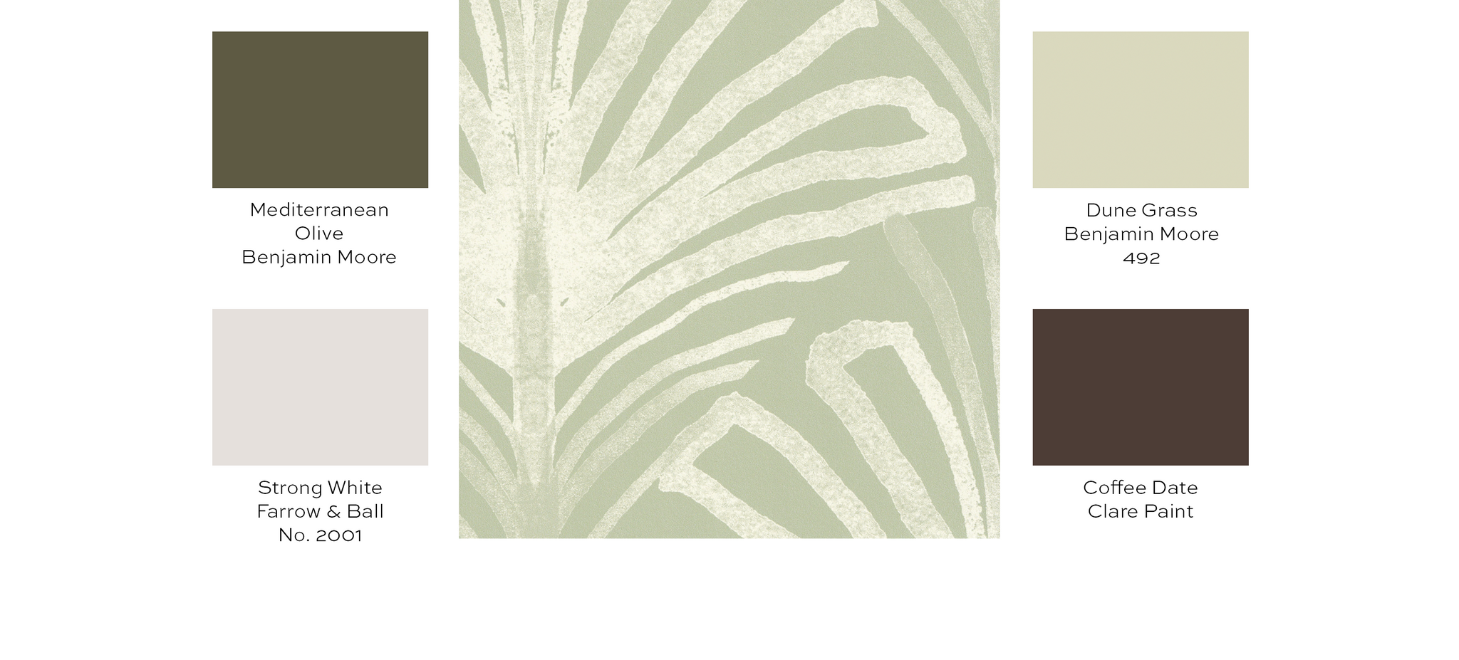 Paint guide for sage green palm wallpaper