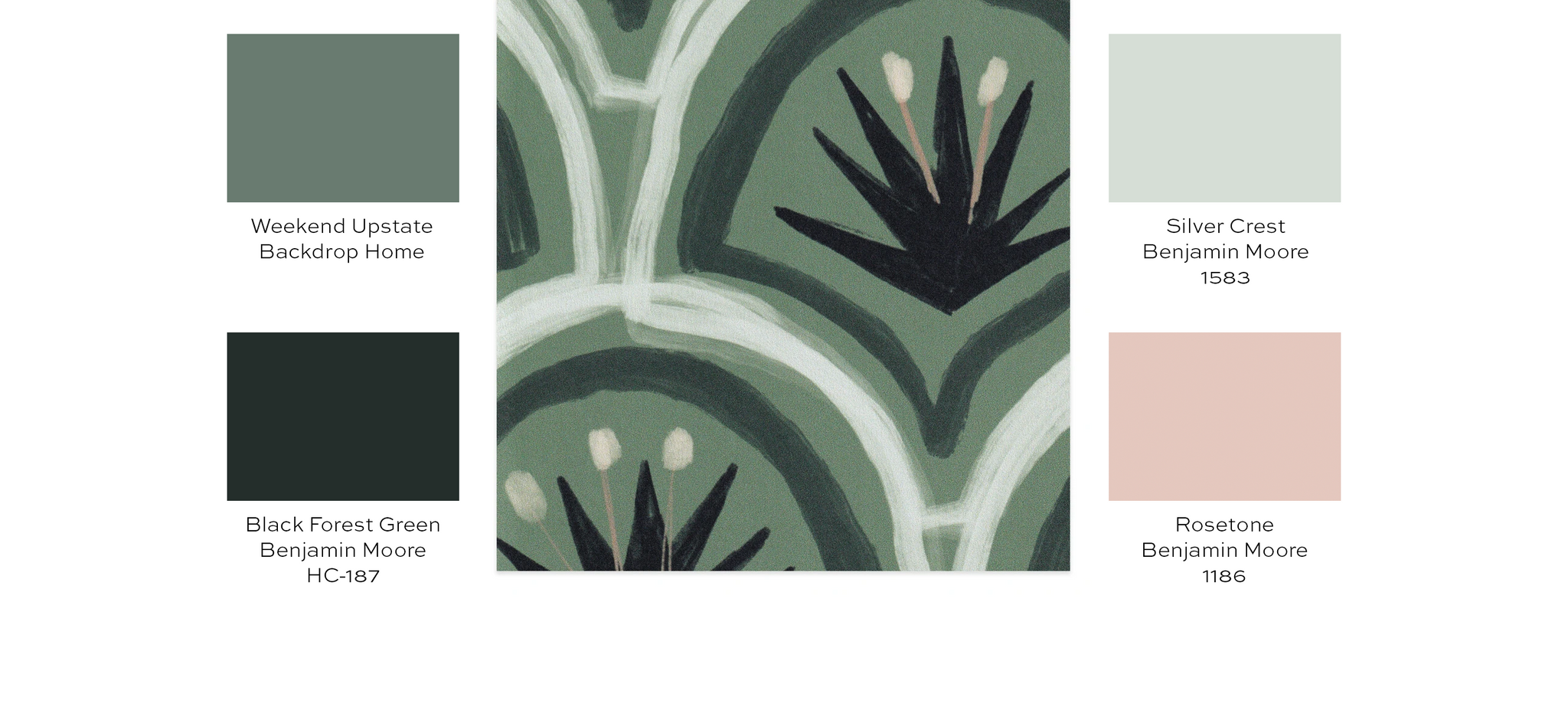 Paint guide for green and black art deco palm wallpaper