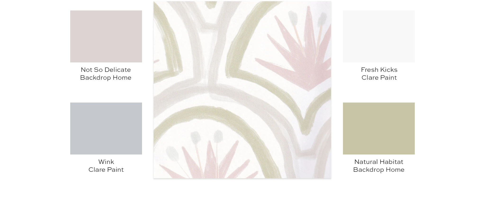 Paint guide for pink and green art deco palm wallpaper